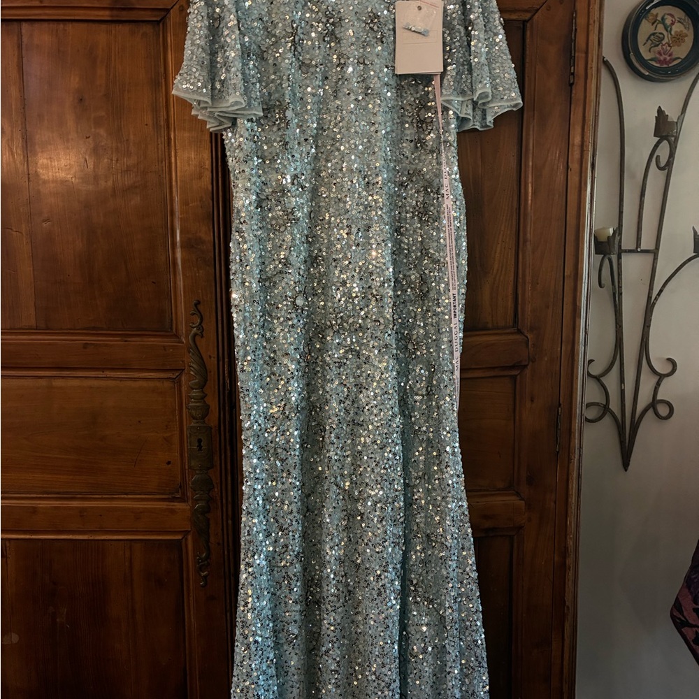Mac Duggal Sparkling Blue Sequin Maxi Dress